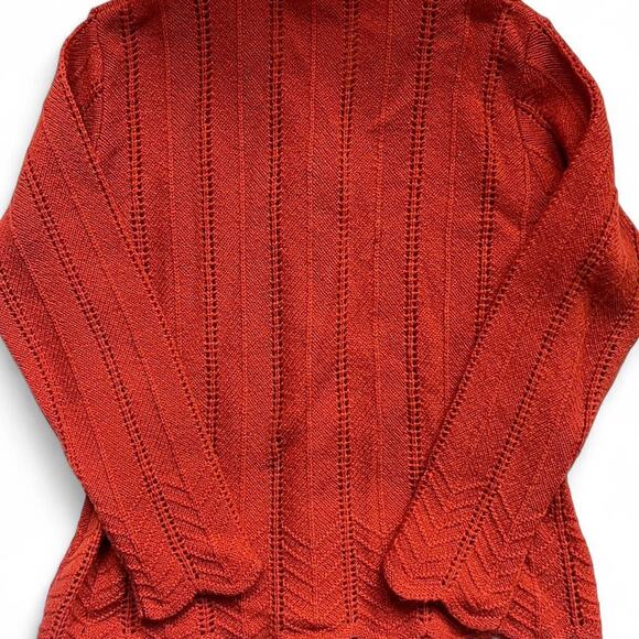 Laura Ashley Vintage 100% Wool Cardigan Sweater Made in Great Britain Orange M - Picture 2 of 8